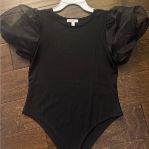 GB girls Black Puff Sleeve Top